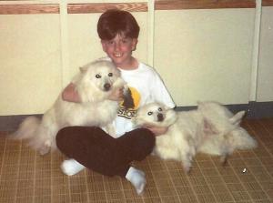 Wonder Boy with Teddy on left, Tammy relaxing on floor.