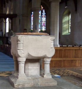 Traditional baptismal font.